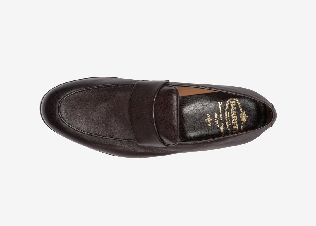 Dark brown loafer with band detail