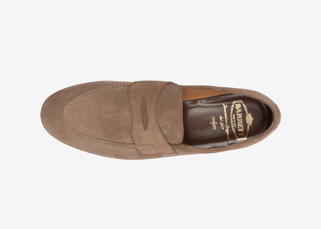 Beige suede loafer with band detail