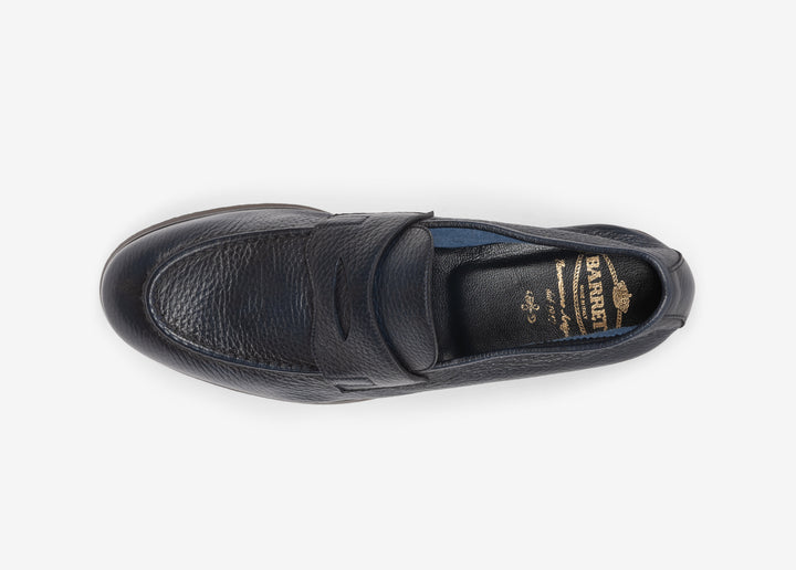 Blue hand-aged loafer in deerskin