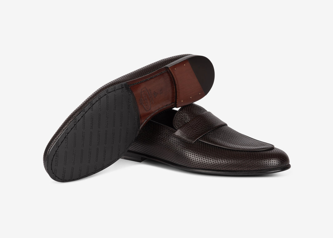 Brown loafer with band detail in deerskin