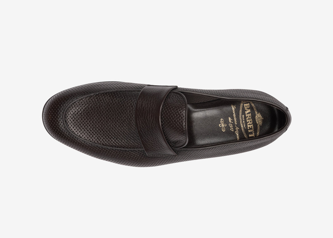 Brown loafer with band detail in deerskin