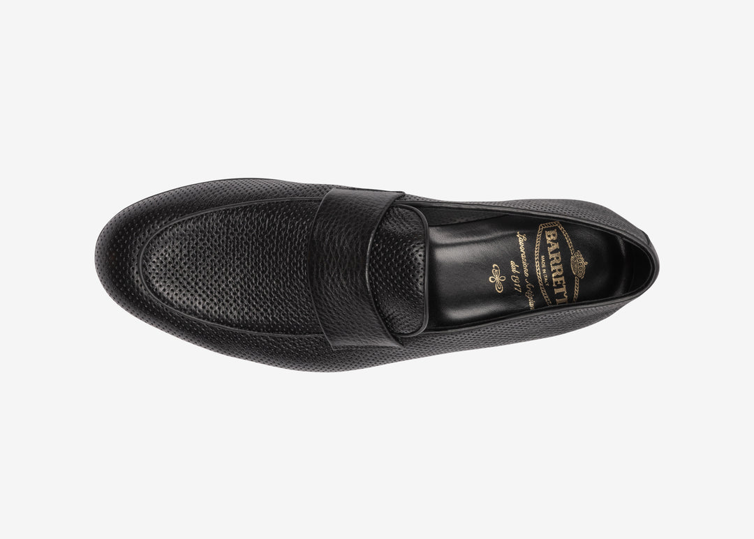 Black loafer with band detail in deerskin