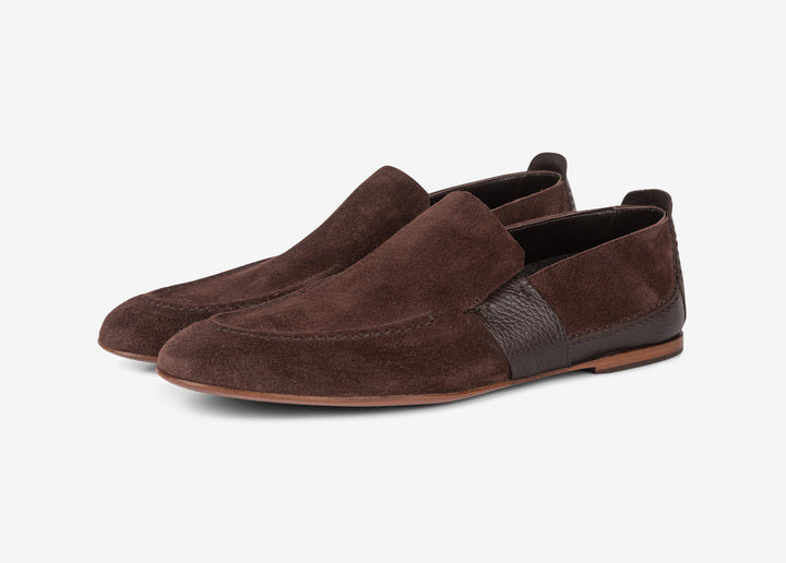 Brown loafer in soft suede