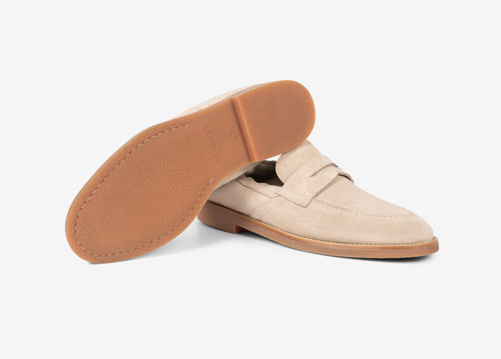 Beige slip-on with elastic in soft suede