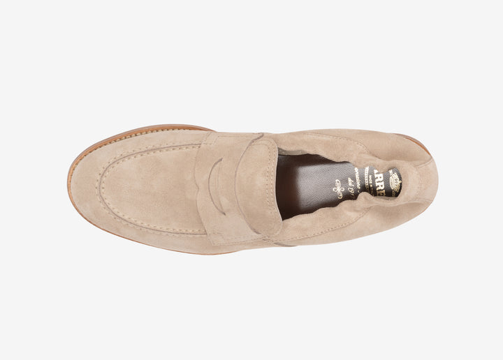 Beige slip-on with elastic in soft suede