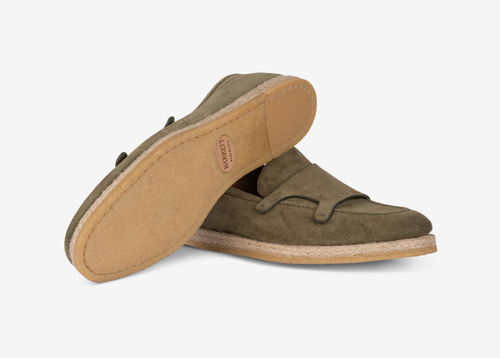 Slip-on doppia fibbia in suede verde