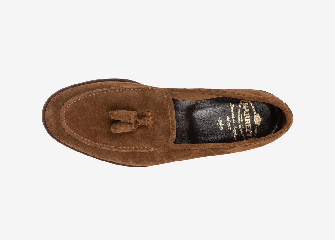 Brown loafer with tassels in suede