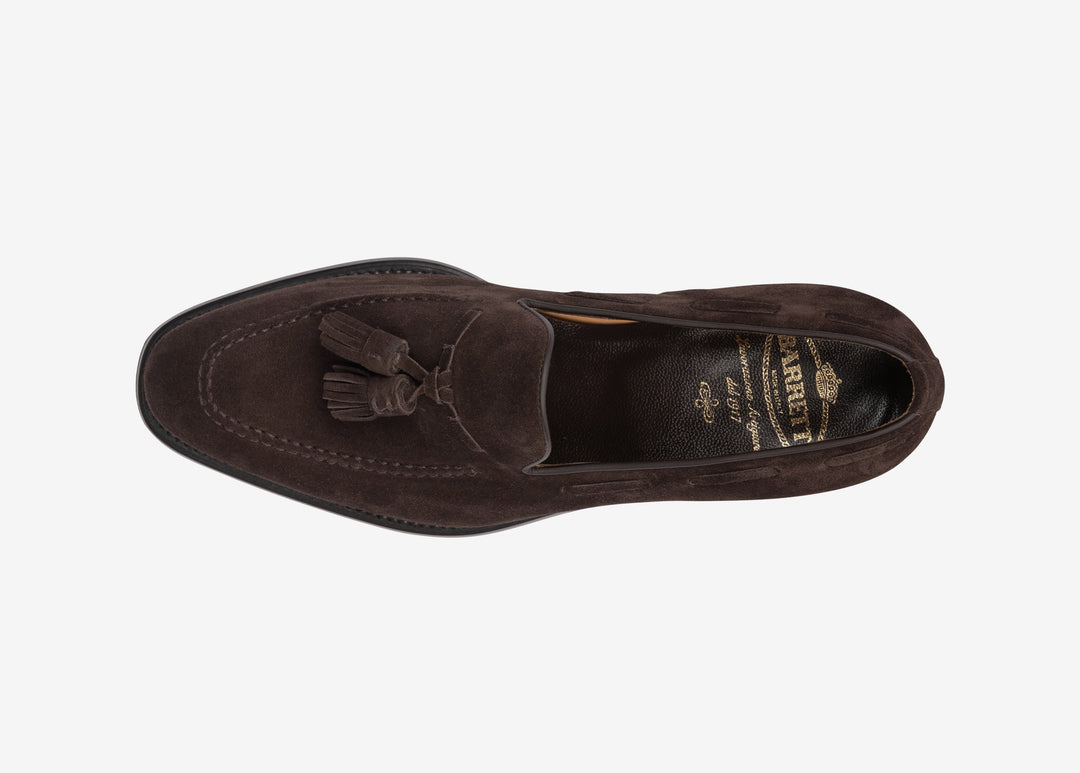 Brown suede loafer with tassels