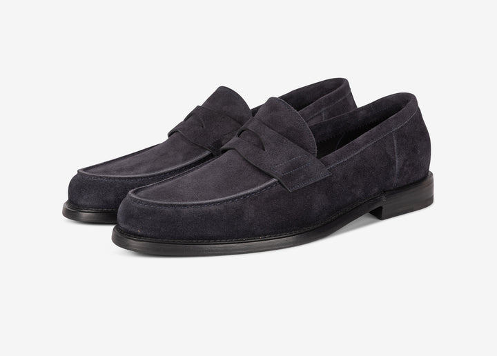 Mocassino college in suede blu