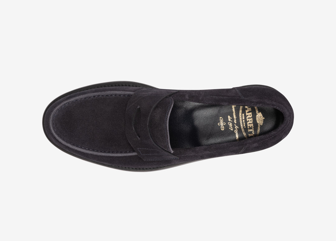 Blue college loafer in suede