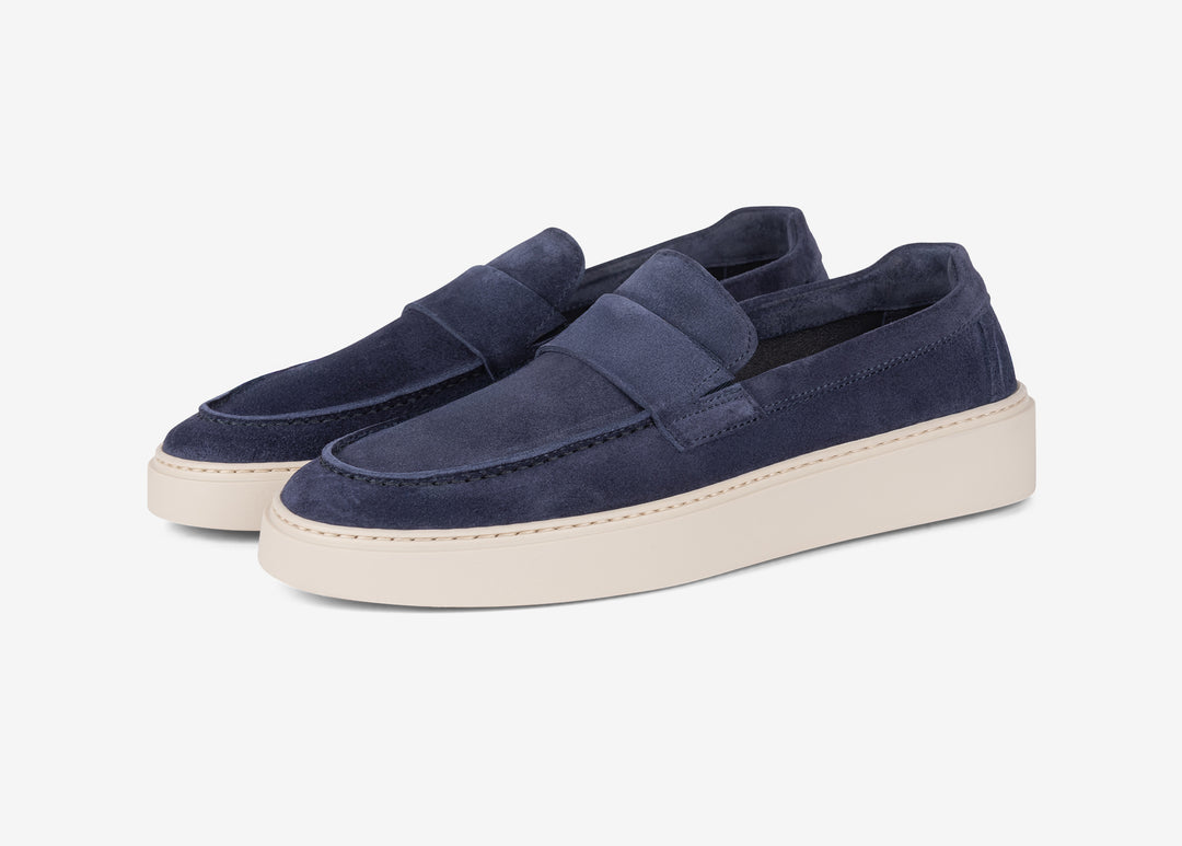 Mocassino in suede blu