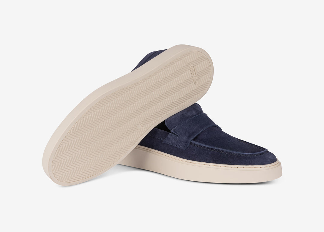 Blue suede moccasin