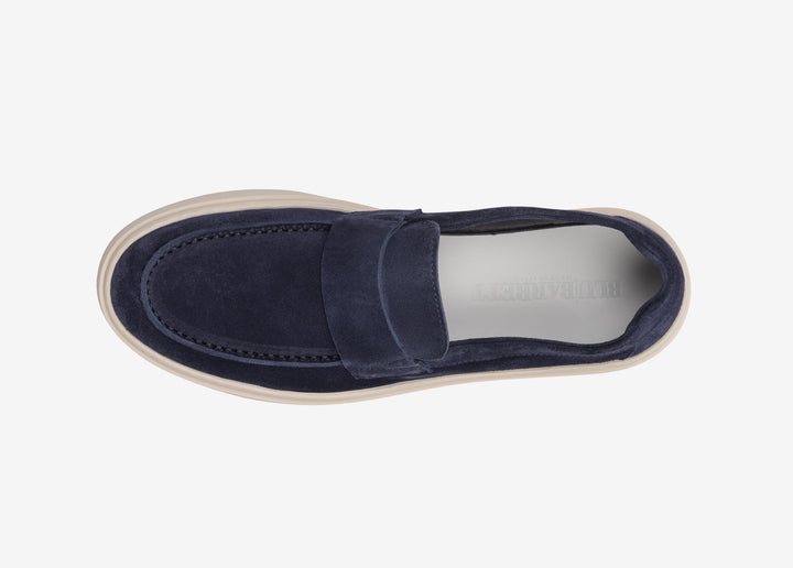 Blue suede moccasin