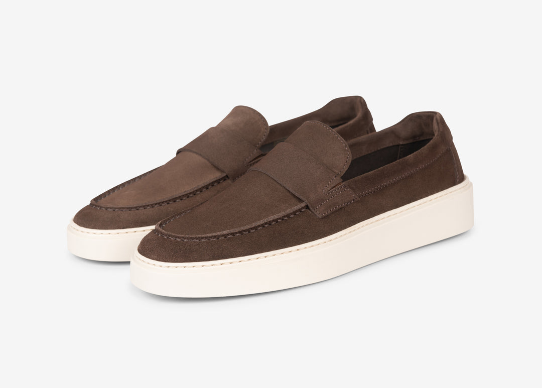 Dark brown suede moccasin