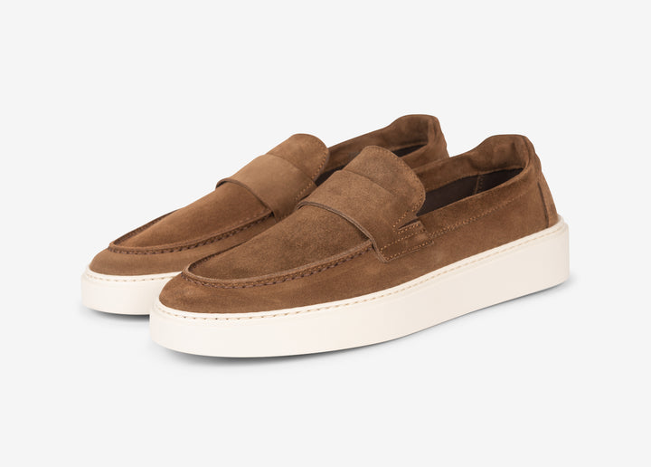 Brown suede moccasin