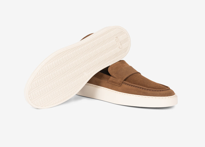 Brown suede moccasin